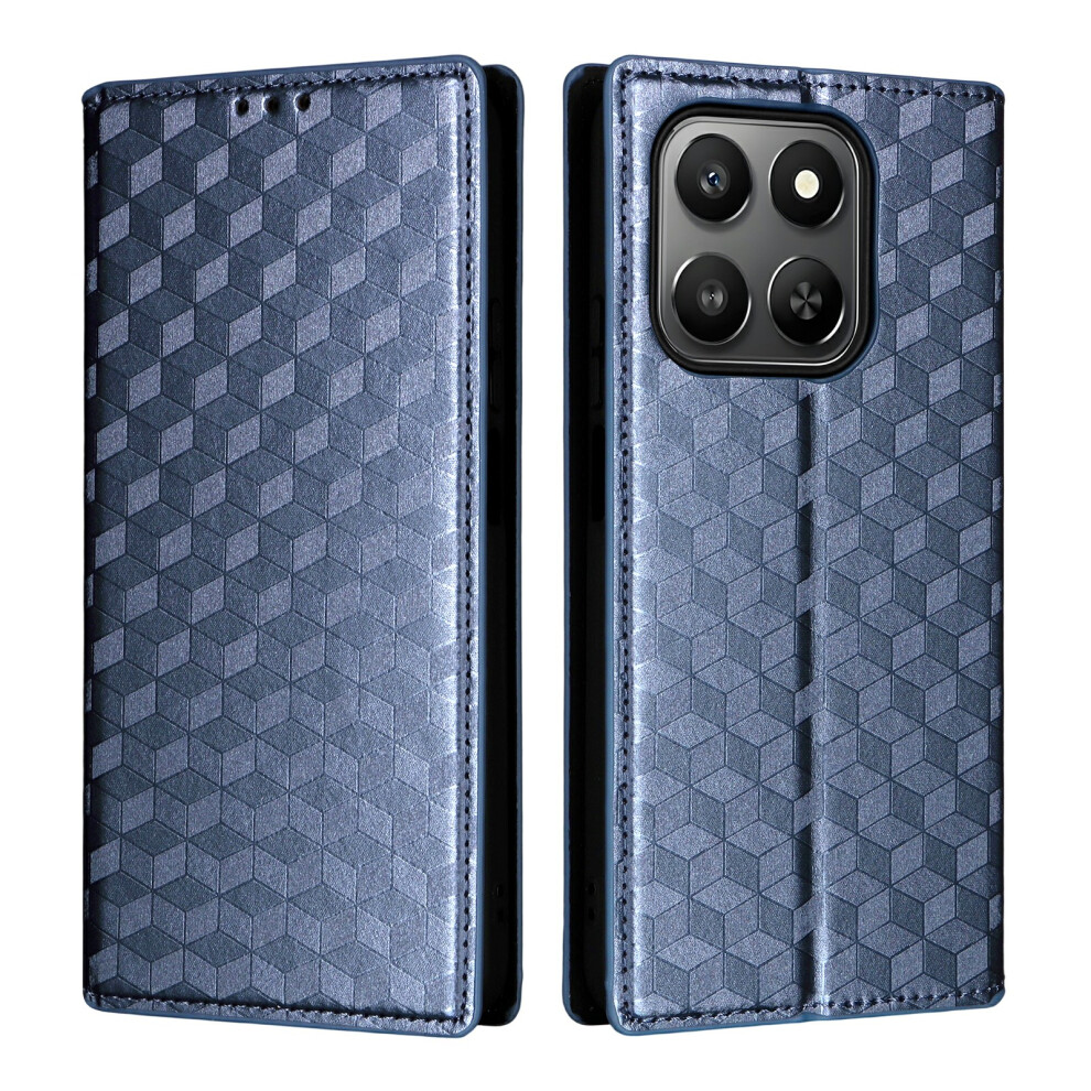 (Blue) For Honor 400 Smart 5G / 4G / X7d 4G Case Wallet Rhombus Imprinted Leather Phone Cover Blue 6914290981441