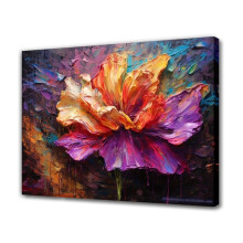 Flower Painting Canvas Poster Purple Red Brown 12x18 inch