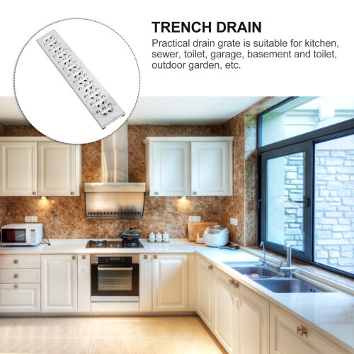 Linear Shower Drain Strainer Set Silver 2 Pieces 1