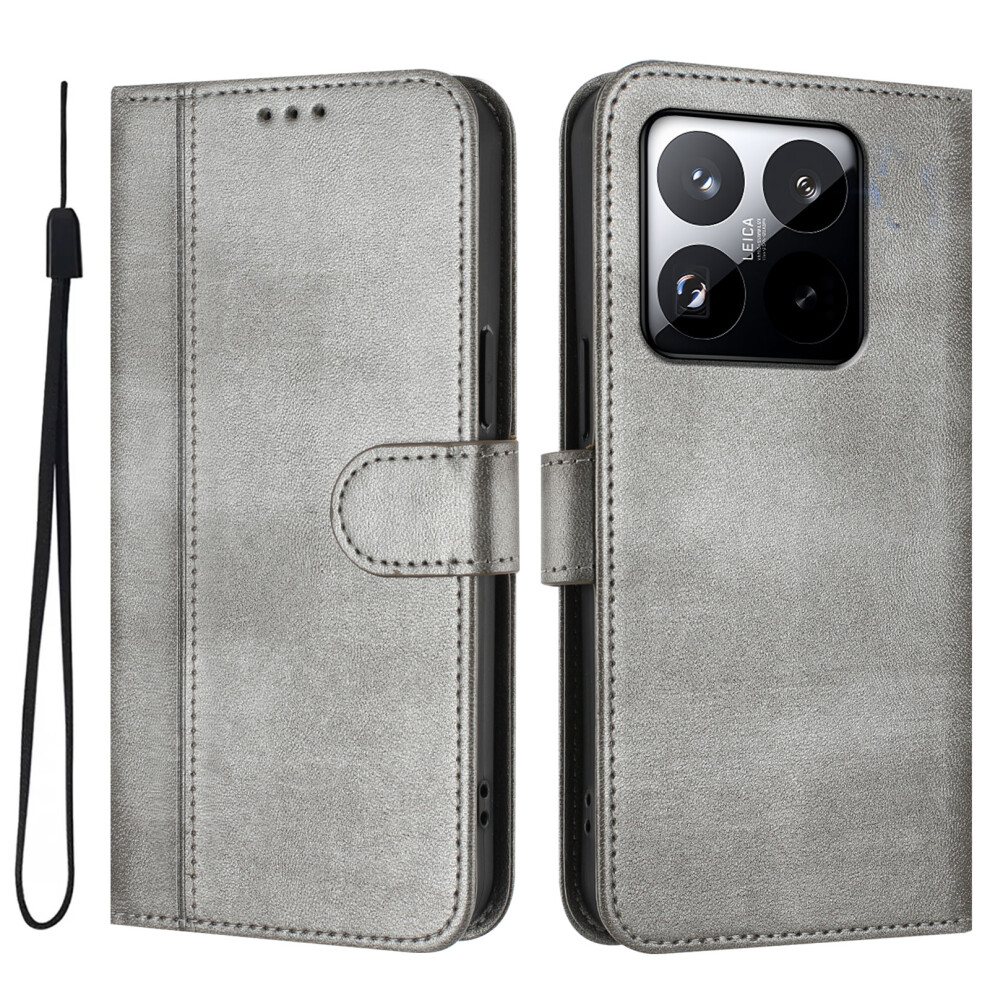 (Grey) For Xiaomi 15T Cases Wallet Stand Retro Texture Leather Phone Cover With Lanyard Grey 6914294231108