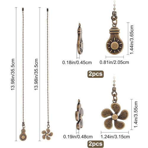 Beaded Ball Pull Chain Extenders Four-Leaf Clover Antique 1