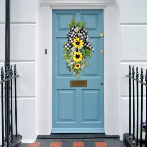Sunflower swag with eucalyptus leaves 1 piece 1