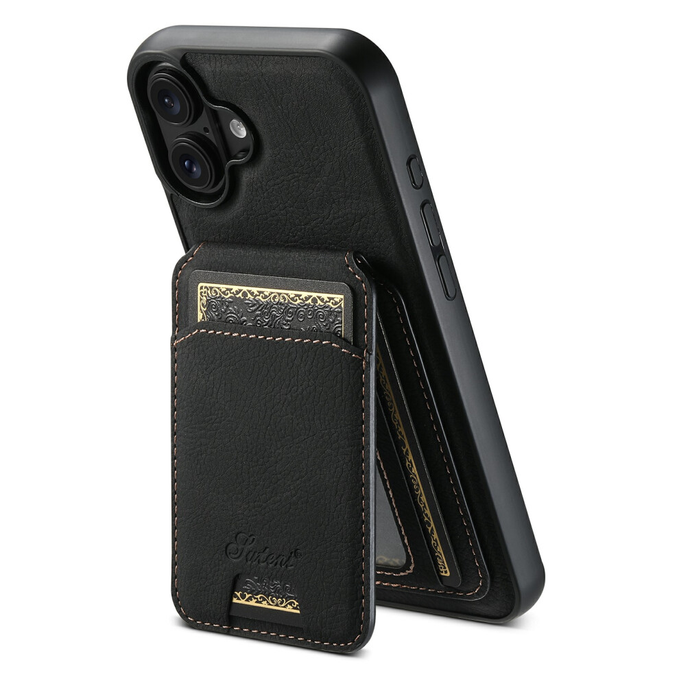 (Black) Suteni H16 For Iphone 17 Case Compatible With Magsafe Kickstand Phone Cover Detachable Card Holder Black 6914290195886