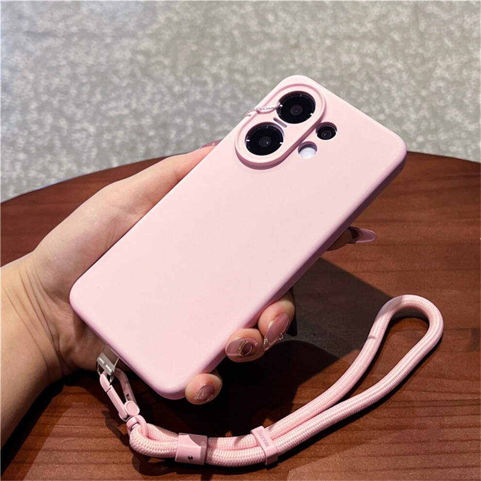 (Pink) For Vivo S30 5G Case Precise Cutouts Liquid Silicone + Pc Phone Cover With Wrist Strap Pink 6914298747162