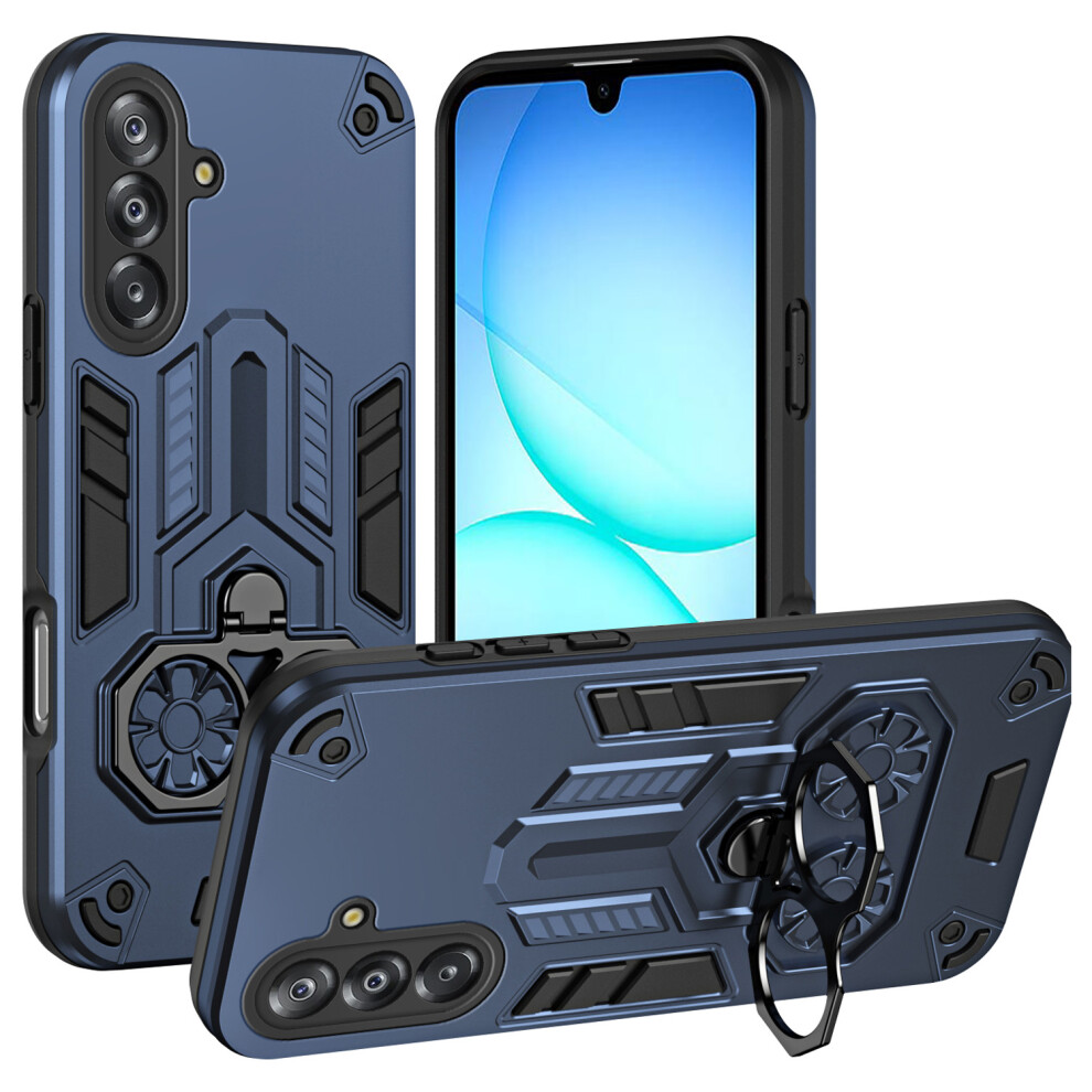 (Navy ) For Samsung Galaxy A17 5G / A17 4G Case Ring Holder Kickstand Pc + Tpu Shockproof Phone Cover Blue 6914298748862