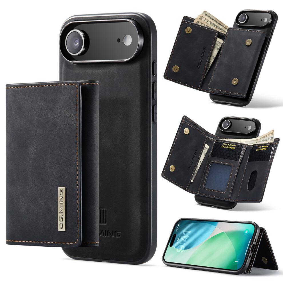 (Black) Dg.ming M1 Series For Iphone Air Case Kickstand Pu Phone Cover With Detachable Wallet Black 6914298282731