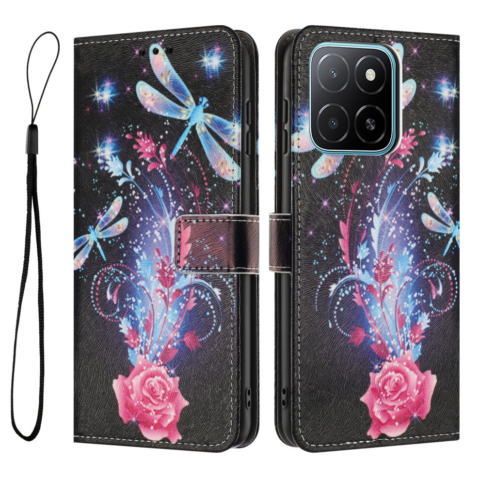 (Dragonfly) For Honor X6c 4G Wallet Case Pattern Printing Pu Leather Phone Cover With Lanyard 6914295203142