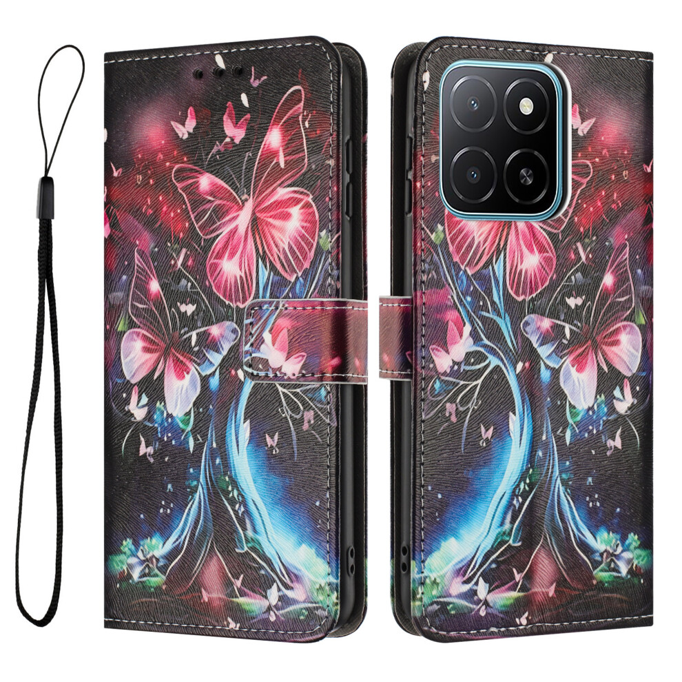 (Butterfly Tree) For Honor X6c 4G Wallet Case Pattern Printing Pu Leather Phone Cover With Lanyard 6914290239597