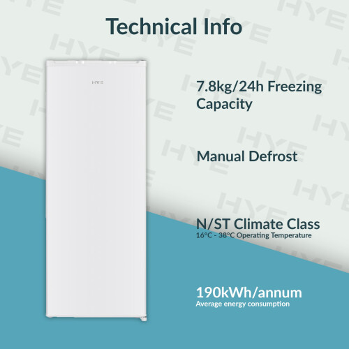 HYE 168L Freestanding Upright Freezer, 55cm 1