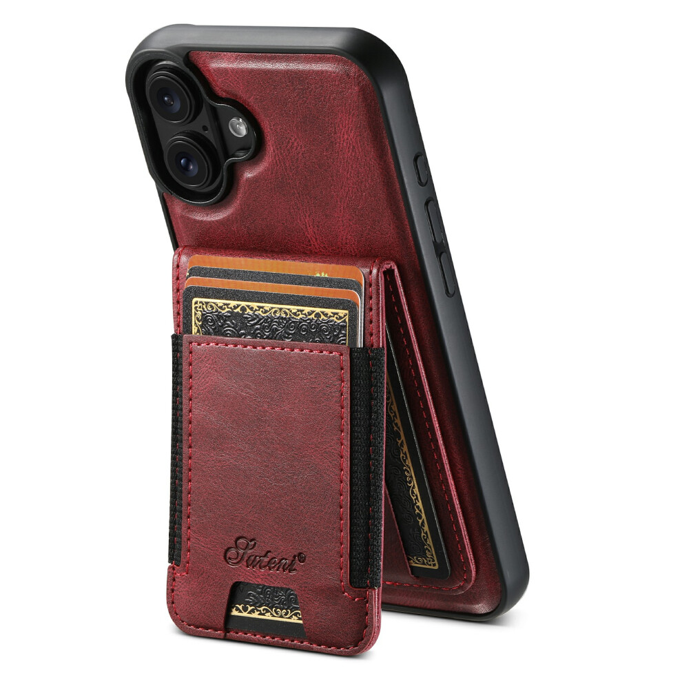 (Red) Suteni For Iphone 17 Case Compatible With Magsafe Card Holder Kickstand Phone Cover Red 6914292876493