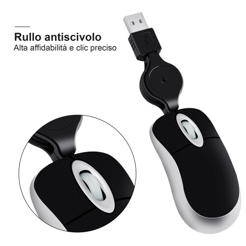 Mini mouse cablato retrattile dal design ultraleggero, mouse da gioco USB, periferiche per computer per PC e laptop 1