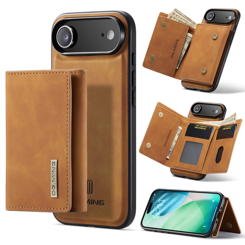 (Brown) Dg.ming M1 Series For Iphone Air Case Kickstand Pu Phone Cover With Detachable Wallet Brown 6914293608468
