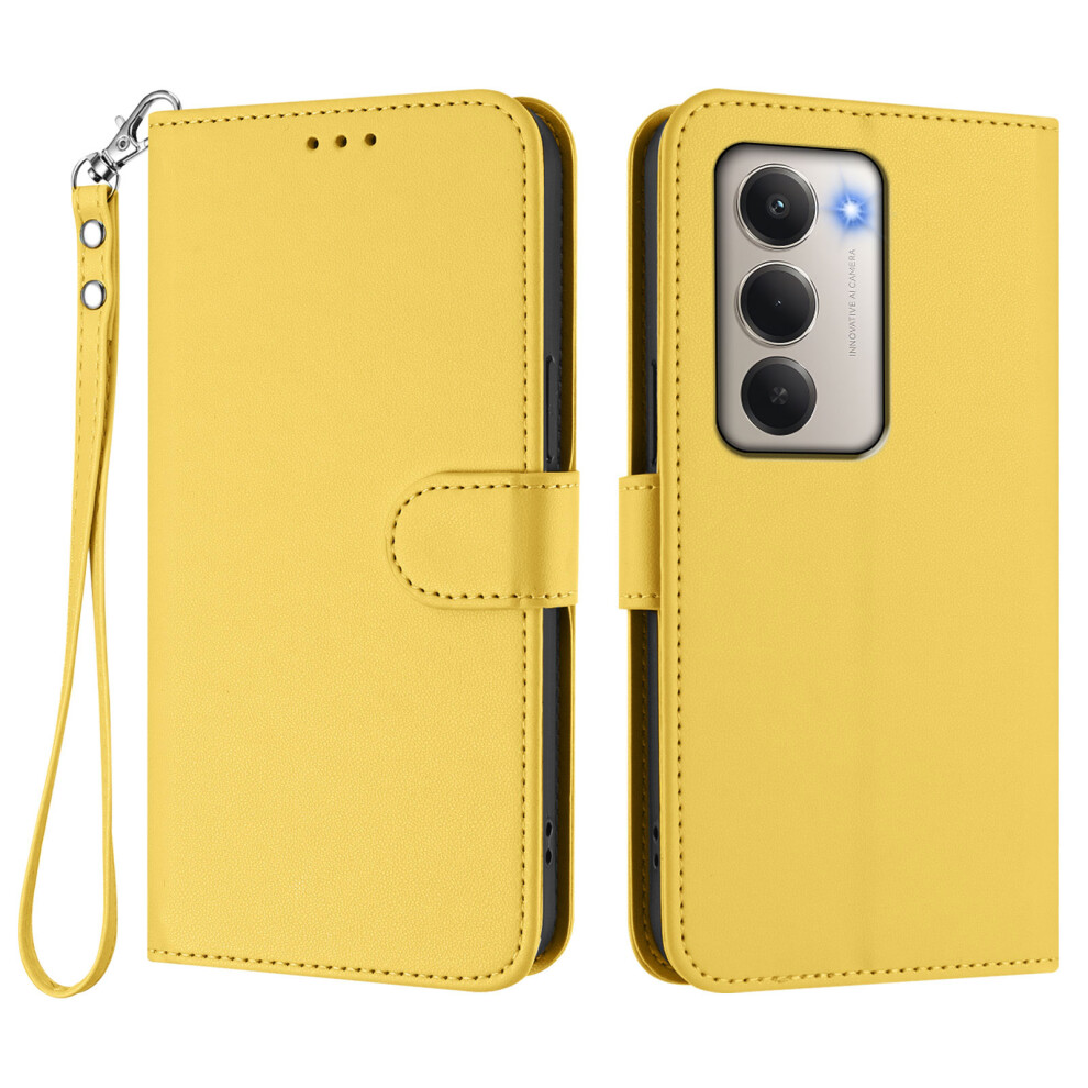 (Yellow) For Xiaomi Redmi 15 5G (Global) (169Mm) Leather Case Wallet Stand Phone Cover With Wrist Strap Yellow 6914296602395