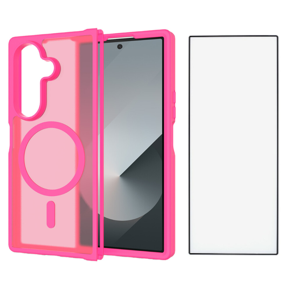 (Rose) For Samsung Galaxy Z Fold7 5G Case Pc + Tpu Kickstand Phone Cover With Tempered Glass Screen Film 6914296615227