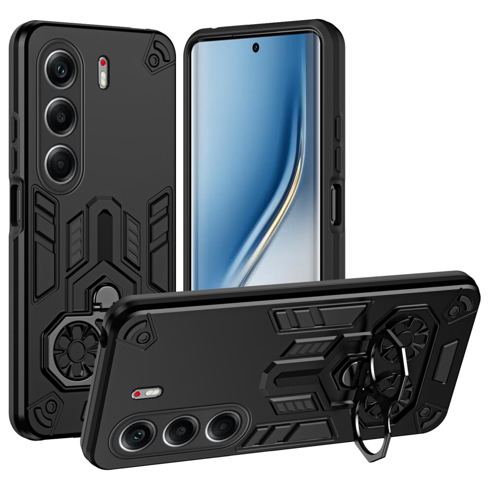 (Black) For Tecno Camon 40 Pro 4G Case Ring Holder Kickstand Pc + Tpu Shockproof Phone Cover Black 6914291058982