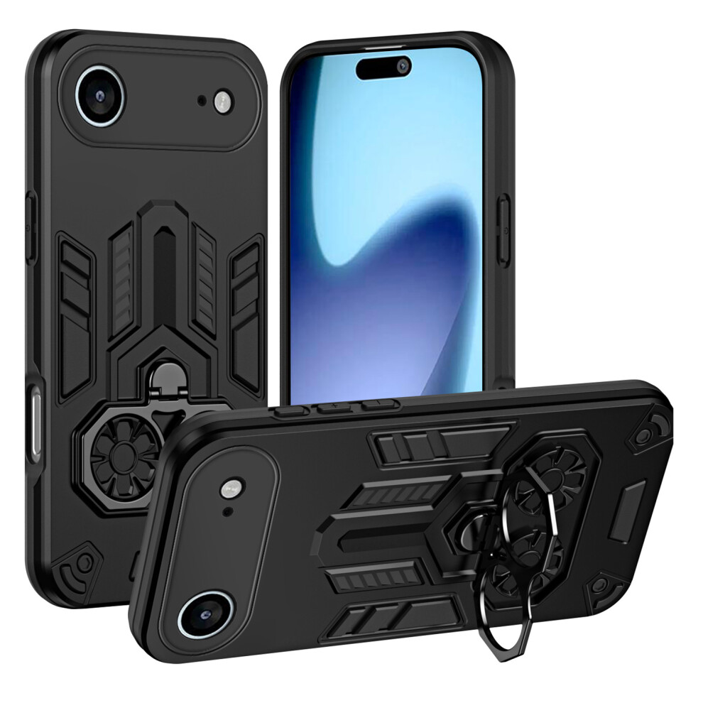(Black) For Iphone Air Case Ring Holder Kickstand Pc + Tpu Shockproof Phone Cover Black 6914292829956