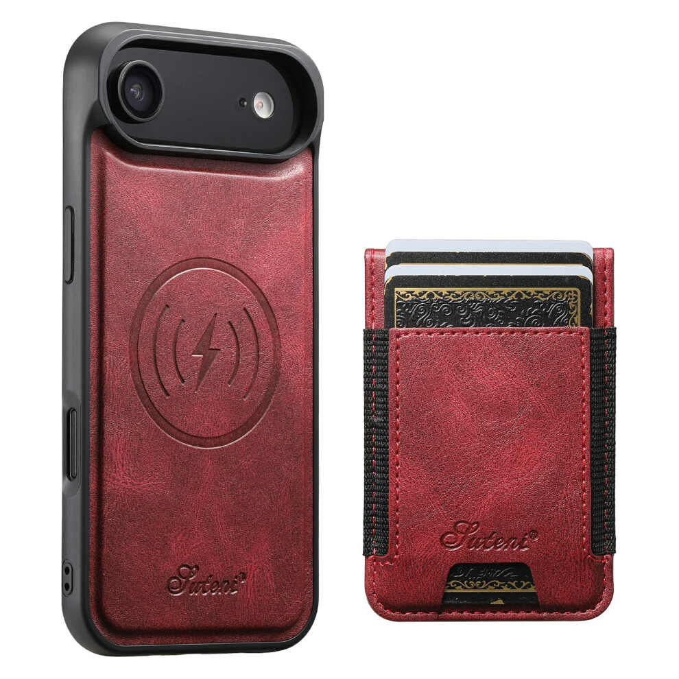 (Red) Suteni For Iphone Air Case Compatible With Magsafe Card Holder Kickstand Phone Cover Red 6914292509896