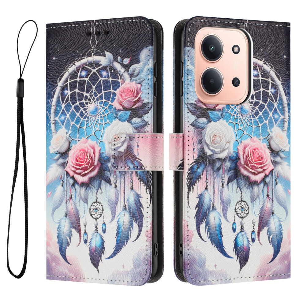 (Flower Wind Chime) For Xiaomi Redmi 15C 4G (Global) (171Mm) / Poco C85 4G (171Mm) Wallet Case Pattern Printing Pu Leather Cover With Lanyard 6914296661484