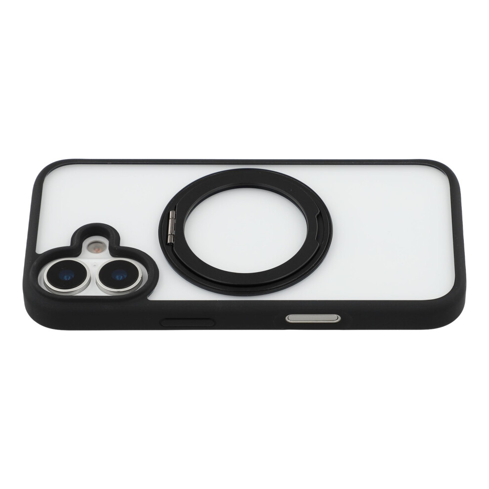 (Black) For Iphone 17 Case Ring Holder Kickstand Pc + Tpu Phone Cover Black 6914298876947