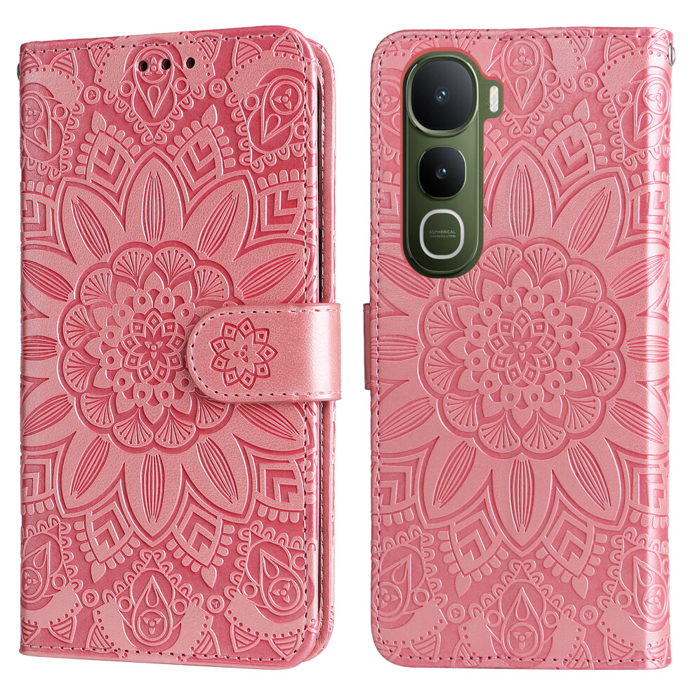 (Pink) For Vivo Y400 5G Case Sunflower Imprint Leather Wallet Phone Cover Pink 6914293059611