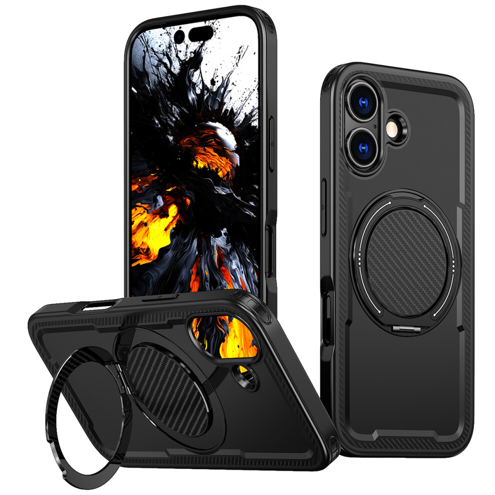 (Black) For Iphone 17 Case Compatible With Magsafe Tpu + Pc Kickstand Phone Cover Black 6914297871097