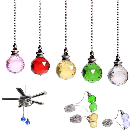 Crystal prism ball ceiling fan pull chain extension with 2