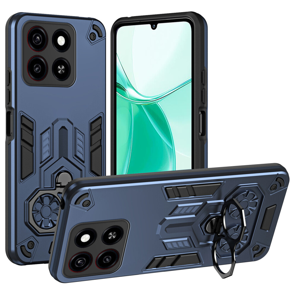 (Navy ) For Zte Blade A35 / A55 Case Ring Holder Kickstand Pc + Tpu Shockproof Phone Cover Blue 6914294773684