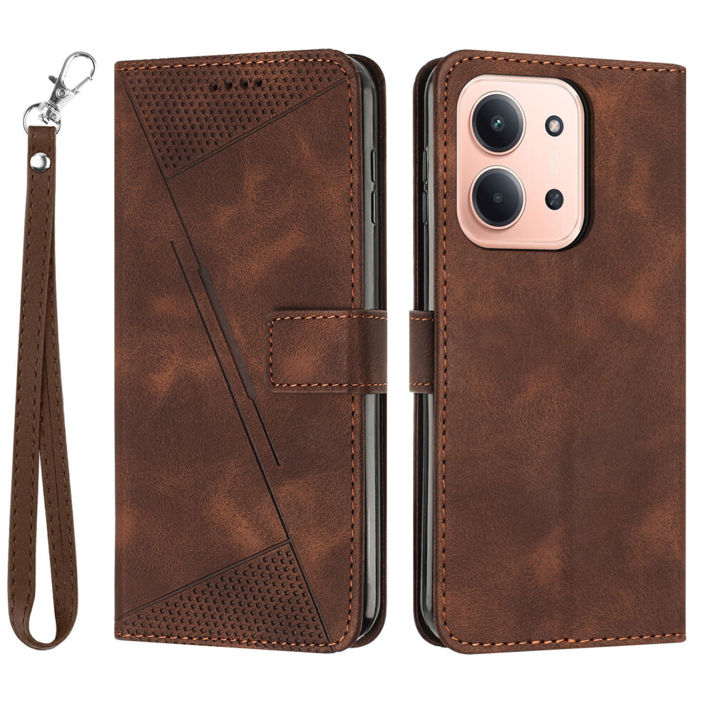 (Brown) For Xiaomi Redmi 15C 4G (Eu) (173Mm) / 15C 5G (Eu) (173Mm) / Poco C85 4G (173Mm) Case Handbag Imprinted Triangle Leather Phone Cov Brown 6914293491824