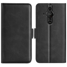 SKALO compatibel met Sony Xperia PRO-I Premium Wallet Case - Zwart Zwart