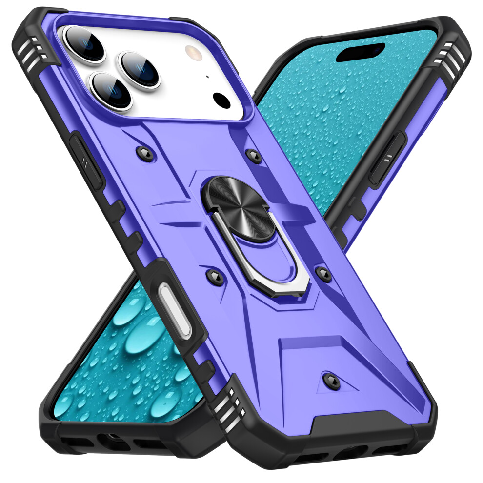 (Purple) For Iphone 17 Pro Case Pc + Tpu Anti-Drop Phone Cover With Ring Kickstand Purple 6914290849468