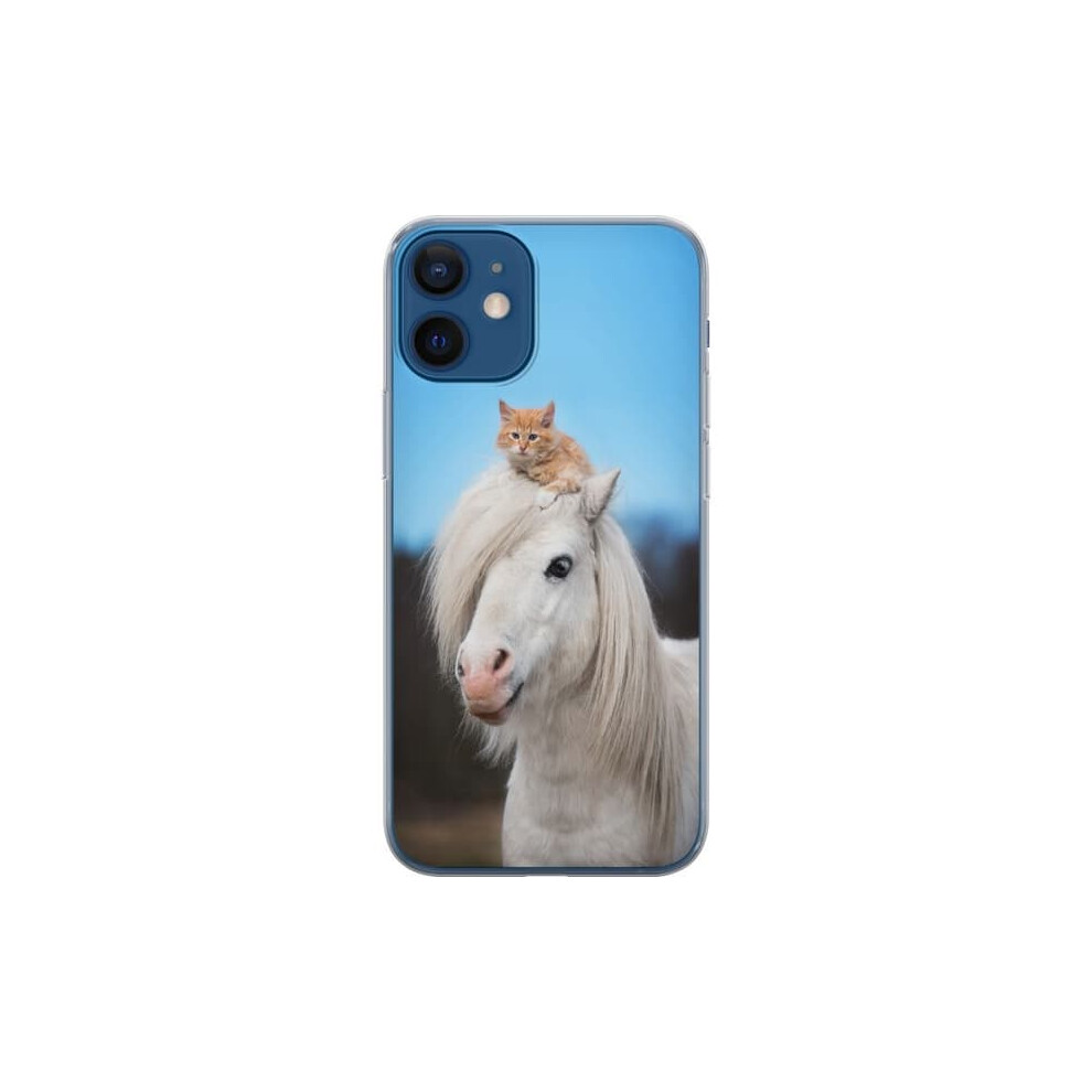 Iphone 12 Transparent Case With Cat And Horse Design 962125213614
