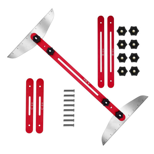 Red Stair Tread Gauge Tool for Accurate Shelf Scribing 2