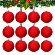 Lime Green Furry Christmas Ornaments 6cm 12 Pcs