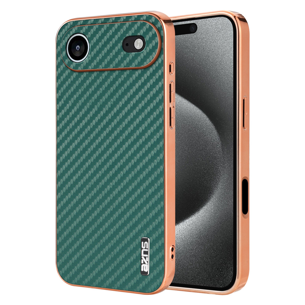 (Green) Azns For Iphone Air Case Electroplating Carbon Fiber Texture Pu + Tpu Phone Cover Green 6914291134624