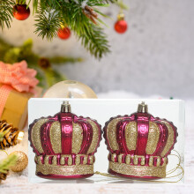 Plastic Christmas Ball Drop Finial Ornament Red 2 pcs