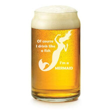 Mermaid beer can glass 16 oz
