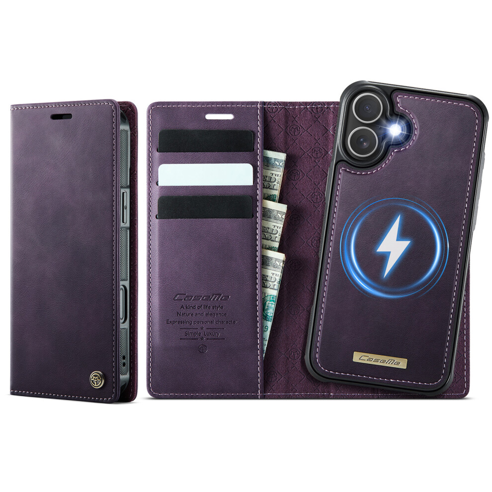 (Purple) Caseme For Iphone 17 Case C49 Compatible With Magsafe Rfid Blocking Detachable Wallet Leather Phone Cover Purple 6914298931714