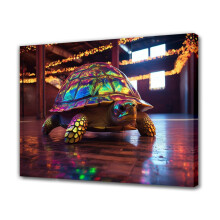 Buntes Schildkröten-Leinwandposter, Schlafzimmerdekoration, Sportlandschaft, Büroraumdekoration, Geschenk, gerahmt, 16 x 24 Zoll (40 x 60 cm)