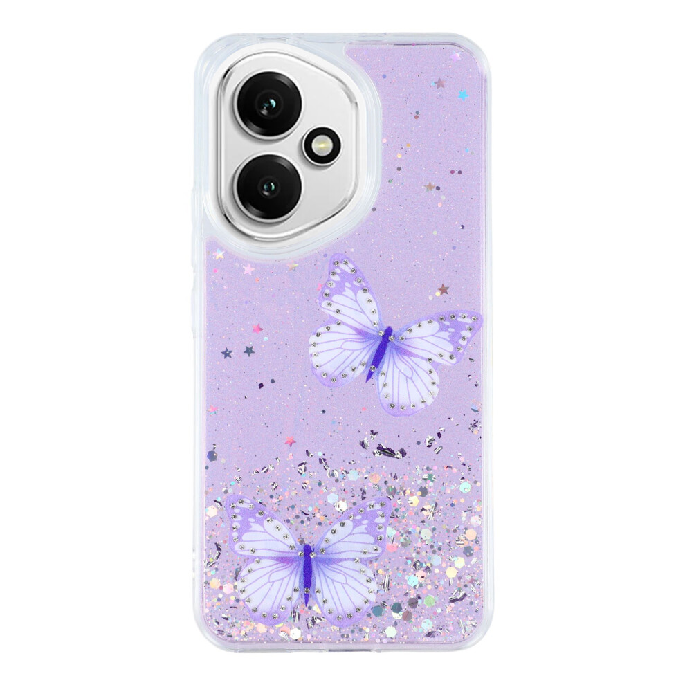 (Purple) For Honor 400 5G (Global) Case Epoxy Pvc Butterfly Tpu Aesthetics Phone Cover Purple 6914299388302