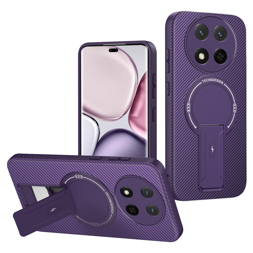 (Purple) Phone Case For Honor X9c 5G / X60 Pro 5G / Magic7 Lite 5G Carbon Fiber Texture Pc + Tpu Cover With Kickstand Purple 6914294806269
