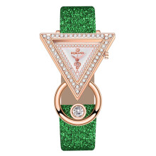 Women's Quartz Watch Steel Strap Green Stained Glass Design