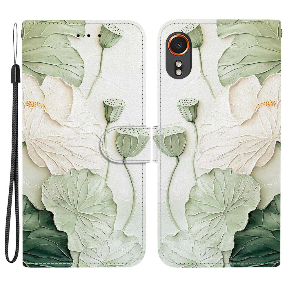 (Lotus) For Samsung Galaxy Xcover7 Wallet Case Pattern Printing Leather Stand Phone Cover With Strap 6914291758165