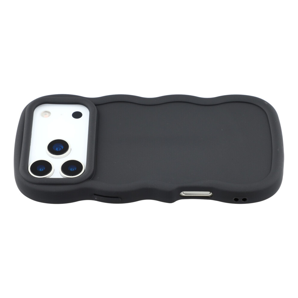 (Black) For Iphone 17 Pro Case Tpu Protective Phone Cover Unique Curly Wave Frame Black 6914291950514