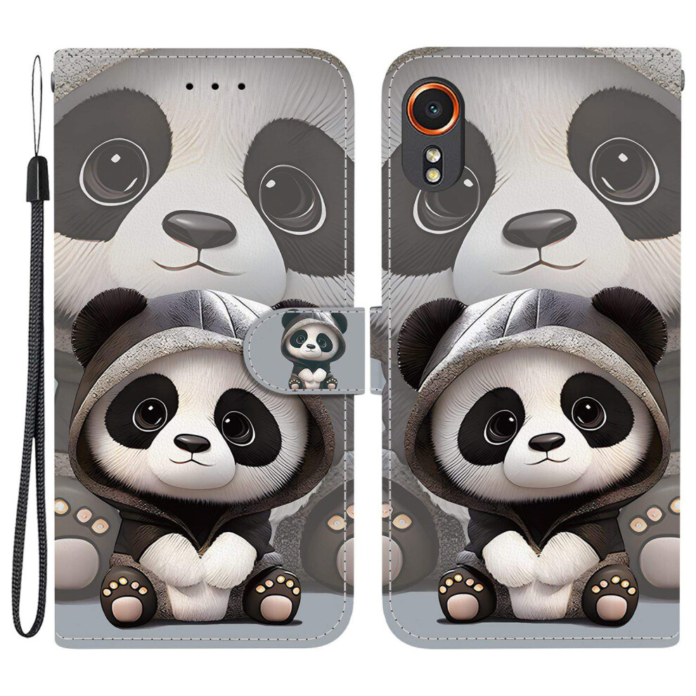 (Panda) For Samsung Galaxy Xcover7 Wallet Case Pattern Printing Leather Stand Phone Cover With Strap 6914292440496