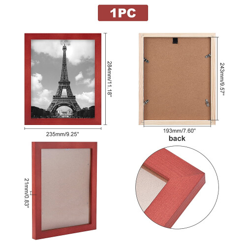 Wood Picture Frame Rectangle Indian Red 1pc 284x235mm 1
