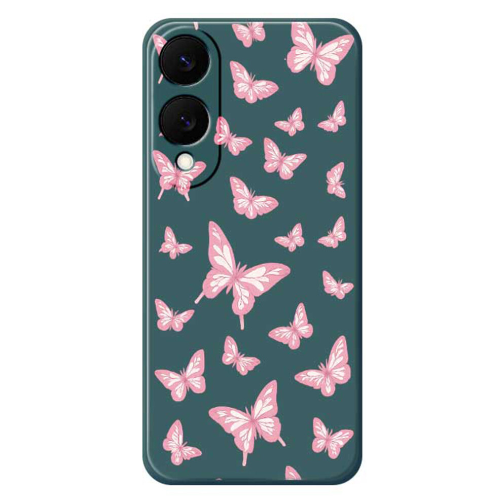 (Green) For Samsung Galaxy S25 Edge Case Pink Butterflies Pattern Printing Straight Edge Tpu Phone Back Cover Pink,Green 6914293092359