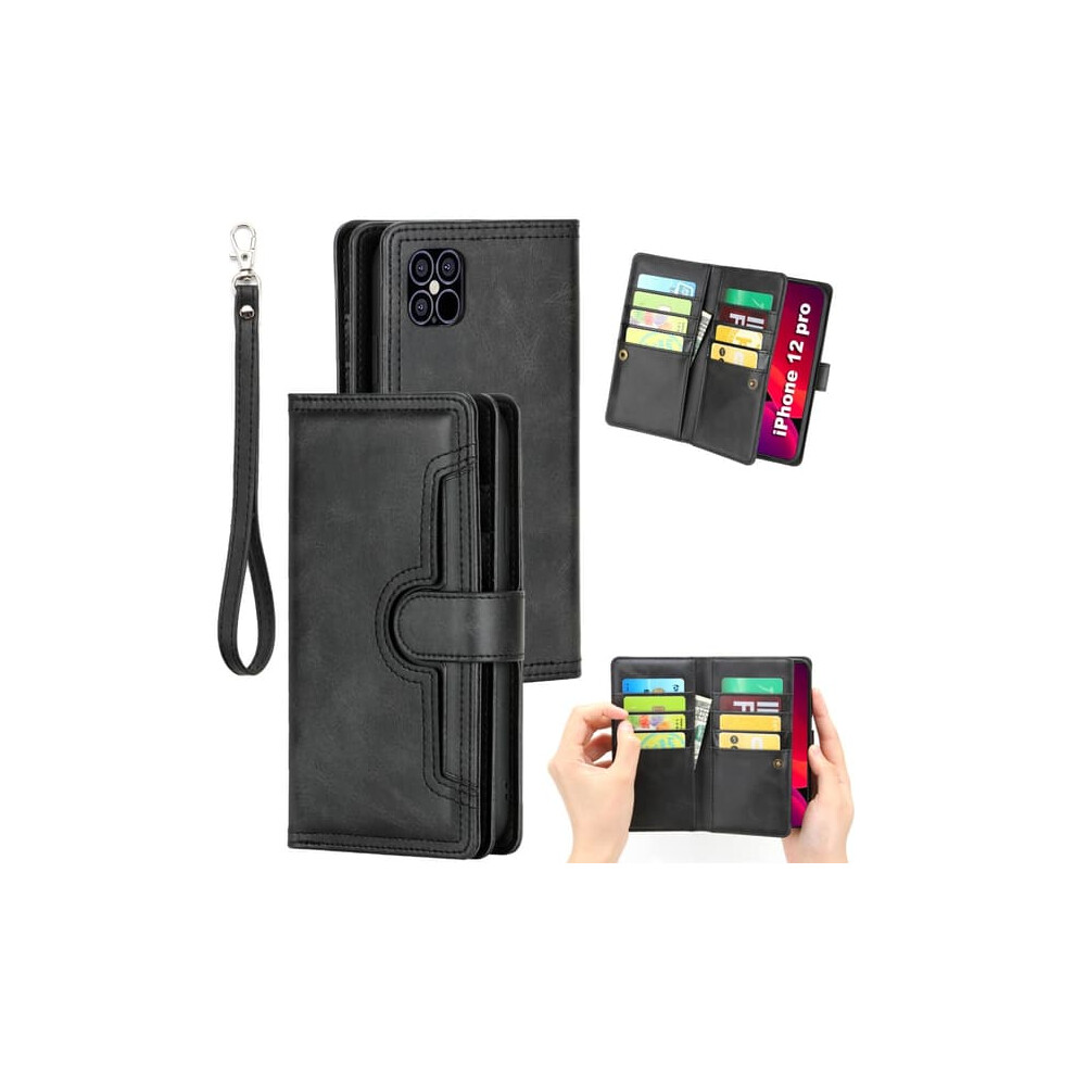 Leather Wallet Case For Iphone 12 Mini Black 962125211696