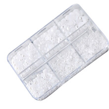 Perlas blancas redondas planas de tamaños variados de Milue para decoración DIY, cuentas para uñas, piedras decorativas.