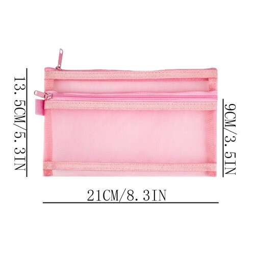 Dobbelt mesh penalhus lyserød nylon 1-pak 1