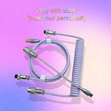 Cábla USB C Coiled Kiplyki le haghaidh Méarchlár Cearrbhachais Cábla Méarchláir Meicniúil RGB Dúbailte-Mhuinchillí le Miotal Inscortha 1.5M